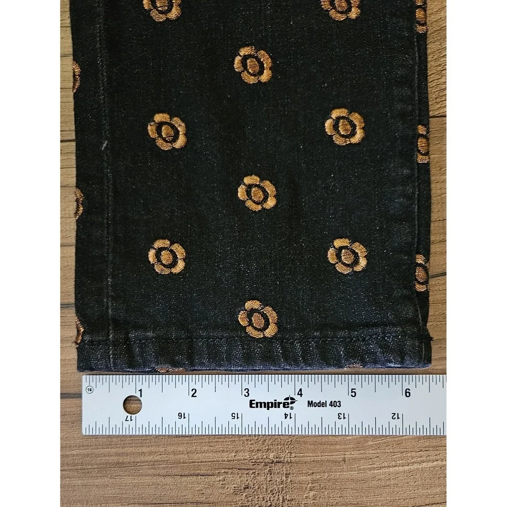Pilcro‎ and the Letterpress Slim Straight Floral Embroidered Black Jeans Size 27